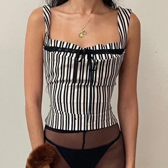 Miaou Imogene Laced Stripe Corset - Picture 4 of 5